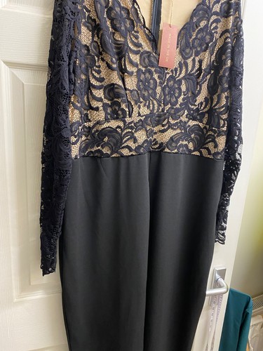Nude and black stretch lace - nude,