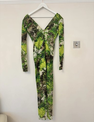 Green white black lace - white, catsuit