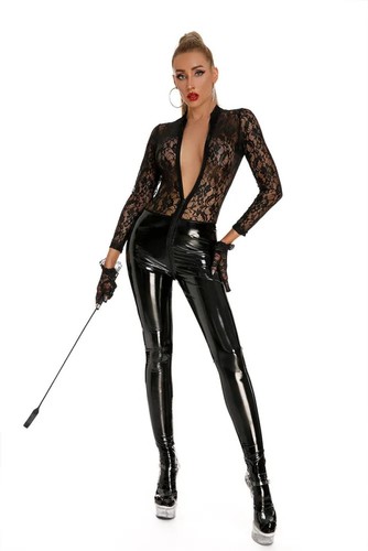 New black lace top - black, leather