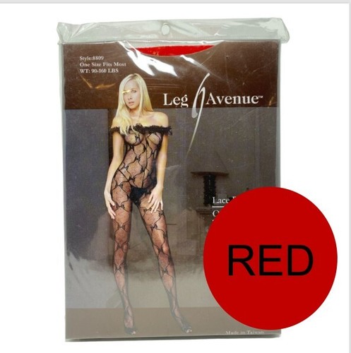 Red full body stocking lace - red,